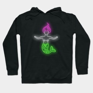 Mermaid Neon Retro Design , Summer Mermaid Design Hoodie